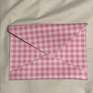 Banana Republic pink gingham envelope clutch
